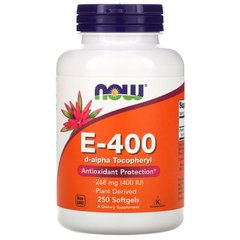 Витамин Е, E-400, Now Foods, 400 МЕ, 250 капсул