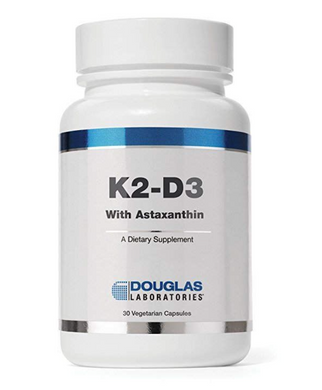 Витамины К2 Д3 с астаксантином, K2-D3 With Astaxanthin, Douglas Laboratories, поддержка костей, 30 капсул