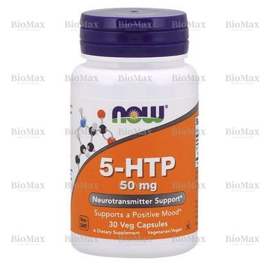 5-гідрокситриптофан, 5-HTP, Now Foods, 50 мг, 30 капсул