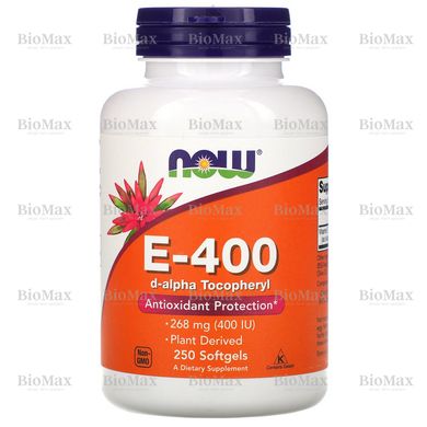 Витамин Е, E-400, Now Foods, 400 МЕ, 250 капсул