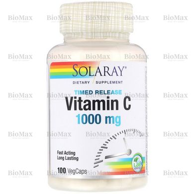 Вітамін С, Vitamin C, Solaray, 1000 мг, 100 капсул