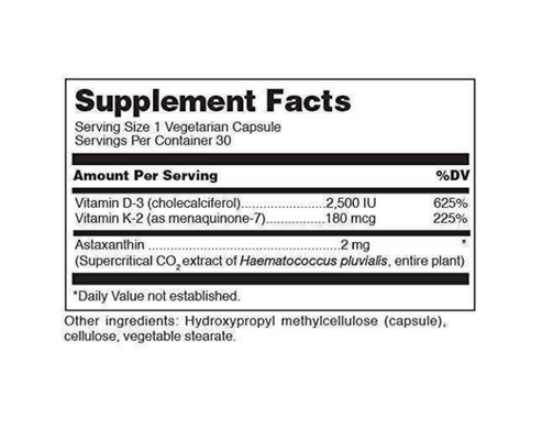 Витамины К2 Д3 с астаксантином, K2-D3 With Astaxanthin, Douglas Laboratories, поддержка костей, 30 капсул
