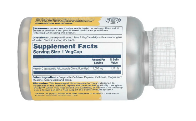 Витамин С, Vitamin C, Solaray, 1000 мг, 100 капсул