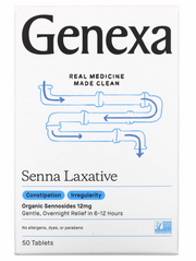 Слабительное средство, сенна, Senna Leaves, Genexa LLC, 50 таблеток