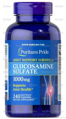 Для суставов и связок, Glucosamine Sulfate, Puritan's Pride, 1000 мг, 240 капсул