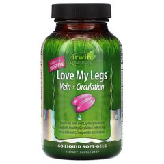Для здоровья вен и нормального кровообращения, Irwin Naturals, Love My Legs, 60 мягких гелевых капсул