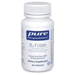 Витамин B12 и Фолат, (метилкобаламин), B12 and Folate, Pure Encapsulations, 800 мкг 60 капсул