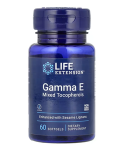 Витамин Е: гамма E смешанные токоферолы, Gamma E Tocopherols, Life Extension, 60 капсул