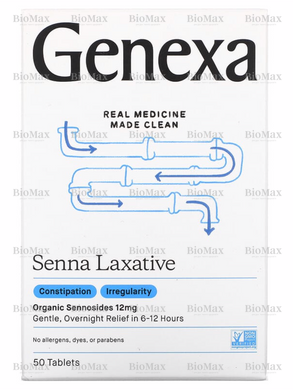 Послаблюючий засіб, сена, Senna Leaves, Genexa LLC, 50 таблеток
