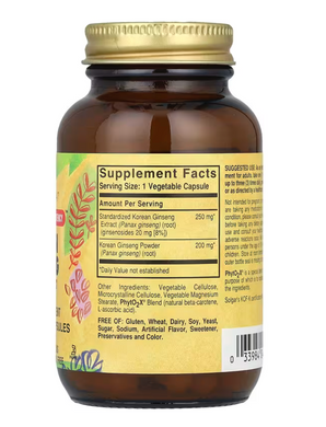 Женьшень корейський, Korean Ginseng root extract, Solgar, 450 мг, 60 вегетаріанських капсул
