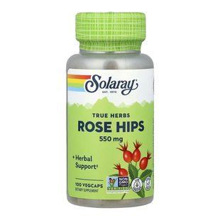 Шиповник, Rose Hips, True Herbs, Solaray, 550 мг, 100 вегетарианских капсул