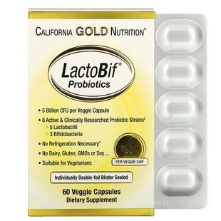 Пробиотики, LactoBif, California Gold Nutrition, 5 млрд КОЕ, 60 капсул