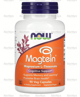 Магній L-треонат, Magnesium, Now Foods, 144 мг, 90 капсул