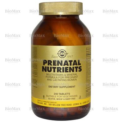 Вітаміни для вагітних, Prenatal Nutrients, Solgar, 240 таблеток