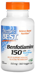 Бенфотиамин, Benfotiamine, Doctor's Best, 150 мг, 360 капсул