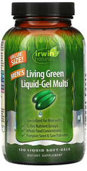 Мультивітаміни для чоловіків, Men's Living Green Liquid-Gel Multi, Irwin Naturals, 120 капсул