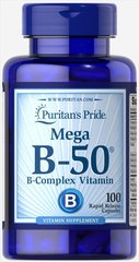 Витамин В-50 комплекс, Vitamin B-50 Complex, Puritan's Pride, 100 капсул