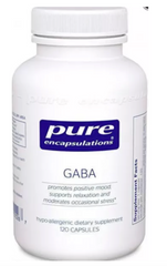 ГАМК, GABA, Pure Encapsulations, поддержка релаксации и уменьшение стресса, 700 мг, 120 капсул