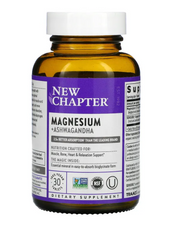 Магний + Ашваганда, Magnesium + Ashwagandha, New Chapter, 30 таблеток