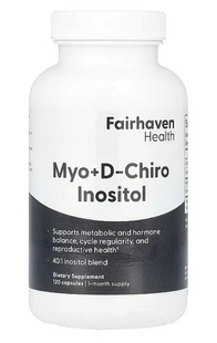 Мио-инозитол + D-хиро инозитол, Myo + D-Chiro Inositol, Fairhaven Health, 120 капсул