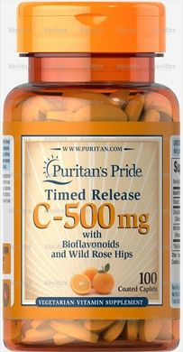 Витамин С с биофлавоноидами, Vitamin C, Rose Hips, Puritan's Pride, 500 мг, 100 таблеток