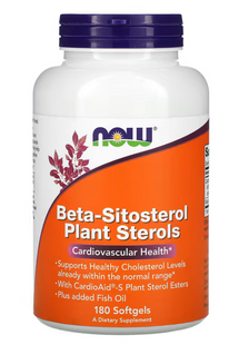 Бета-ситостерол, Beta-Sitosterol, Now Foods, растительные стеролы, 180 гелевых капсул