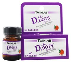 Вітамін К2 и Д-3, Д3 (D3 Dots + K2), Twinlab, мандарин, 60 таблеток