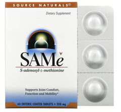 S-Аденозилметионин, SAM-e, (S-Adenosyl-L-Methionine), Source Naturals, 200 мг, 60 таблеток