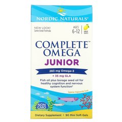 Риб'ячий жир для підлітків, Омега 3, Complete Omega Junior, Nordic Naturals, лимон, 283 мг, 90 капсул