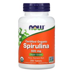 Спирулина, Spirulina, Now Foods, 500 мг, 200 таблеток