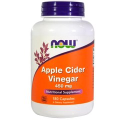 Яблочный уксус сидровый, Apple Cider Vinegar, Now Foods, 450 мг, 180 капсул