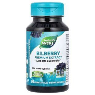 Чорниця для зору, Bilberry Premium Extract, Nature's Way, преміум екстракт, 90 веганських капсул