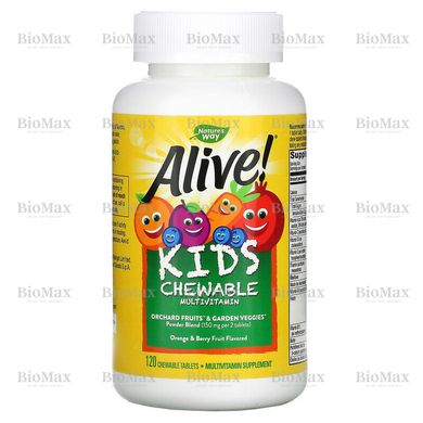 Дитячі жувальні мультивітаміни, смак апельсина і ягід, Nature's Way, 120 жувальних таблеток