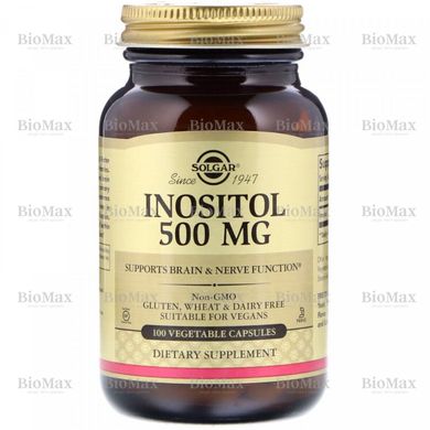 Инозитол (В8), Inositol, Solgar, 500 мг, 100 капсул