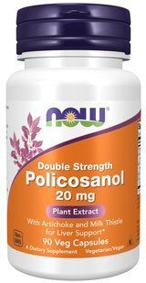 Поликозанол, Policosanol, Now Foods, двойная сила, 20 мг, 90 вегетарианских капсул