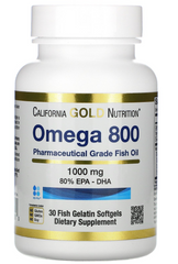 Омега-3 800 рыбий жир, Omega 800, California Gold Nutrition, 80% EPA/DHA, 1000 мг, 30 капсул