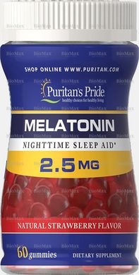 Мелатонін, Melatonin Gummy, Puritan's Pride, 2,5 мг, 60 жувальних цукерок