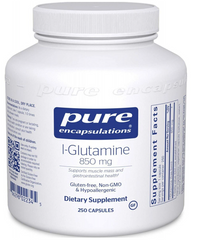 L-глютамин, l-Glutamine, Pure Encapsulations, 850 мг, 250 капсул