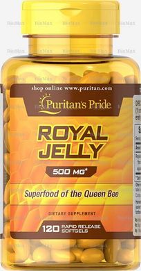 Маточне молочко, Royal Jelly, Puritan's Pride, 500 мг, 120 капсул