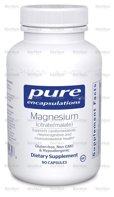 Цитрат і малат магнію (Magnesium citrate/malate), Pure Encapsulations, 120 мг, 90 капсул
