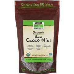 Сирі ядра какао-бобів, Raw Cacao Nibs, органік, Now Foods, 227 г