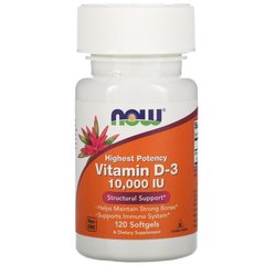 Вітамін Д-3, Д3, Vitamin D-3, D3, Now Foods, 10 000 МО, 120 капсул