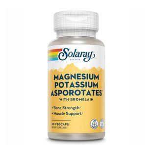 Магній і калій аспоротат з бромелайном, Magnesium Potassium Asporotates&trade; With Bromelain, Solaray, 300 мг/40 мг, 60 вегетаріанських капсул