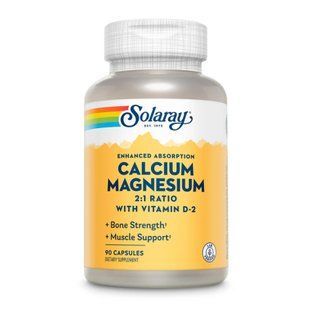 Кальцій і магній 2:1 з вітаміном D2, Enhanced Absorption Calcium Magnesium, Solaray, 1000 мг/500 мг, 90 капсул