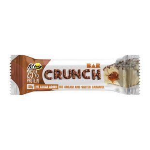 Протеиновый батончик, Crunch Bar, FitWin, вкус мороженого и соленой карамели, 25% белка, 12 батончиков по 50 г