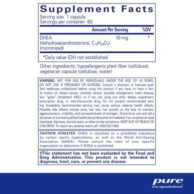 ДГЕА, дегідроепіандростерон, DHEA, Pure Encapsulations, 10 мг, 180 капсул