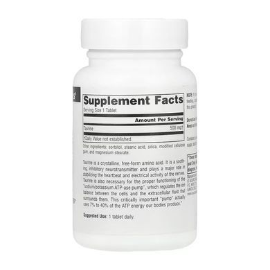 Таурин, Taurine, Source Naturals, 500 мг, 60 таблеток