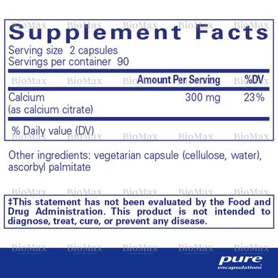 Кальцій цитрат, Calcium (citrate), Pure Encapsulations, 300 мг, 180 капсул