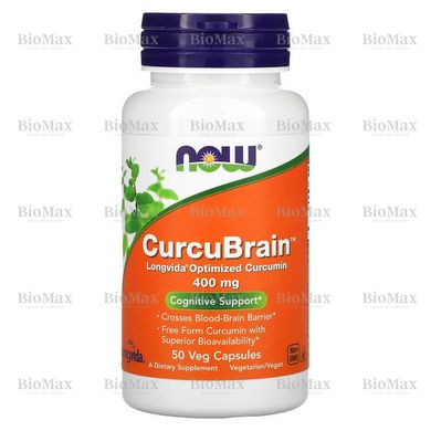 Оптимізований куркумін, CurcuBrain, Now Foods, 400 мг, 50 капсул
