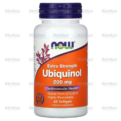 Убіхінол, Ubiquinol, Now Foods, 200 мг 60 капсул